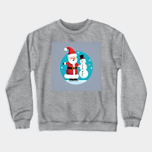 santa ice skating with a snowman Crewneck Sweatshirt